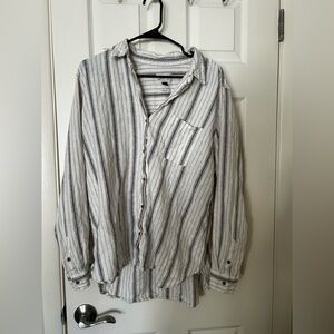 Universal Thread Striped White and Gray Men's Shirt